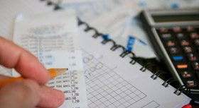 calculator and documents