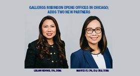 Portraits of two new partners with an announcement about the Chicago office opening.