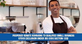 Smiling barista with a banner about small business stock impacts.