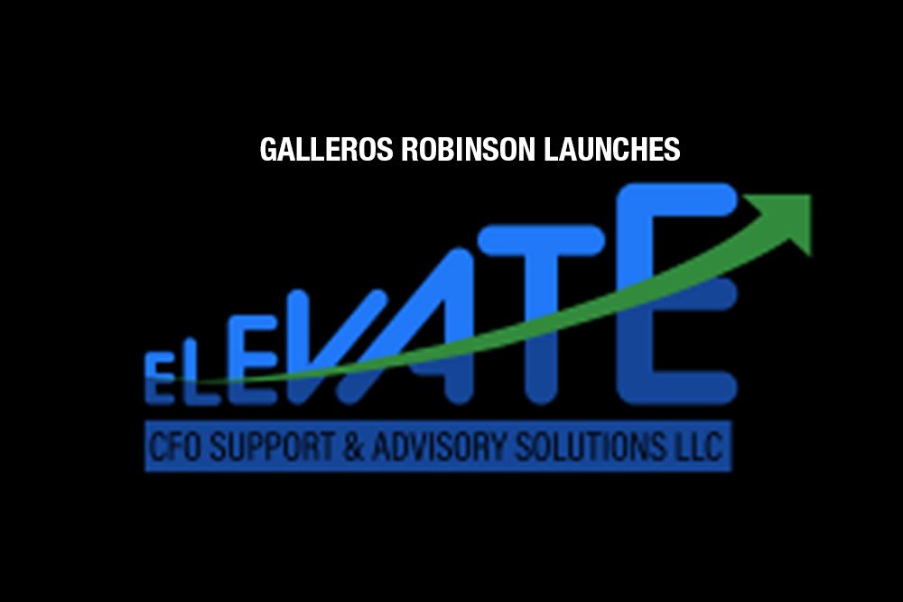 Logo for Galleros Robinson Elevate: CFO Support & Advisory Solutions LLC with a green upward arrow.